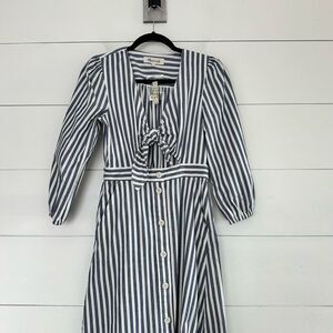 Madewell Women’s 2 Shimmer Stripe Cutout Midi Dress New NWT